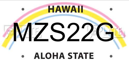 MZS22G Hawaii License Plate
