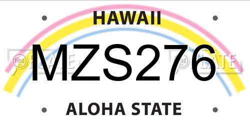 MZS276 Hawaii License Plate