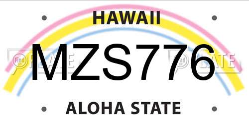 MZS776 Hawaii License Plate