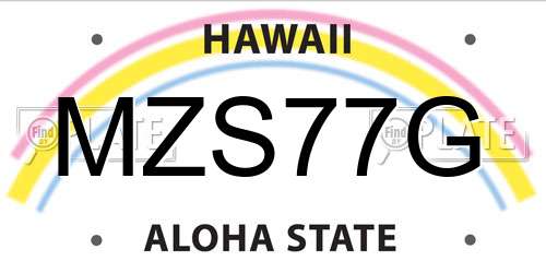 MZS77G Hawaii License Plate