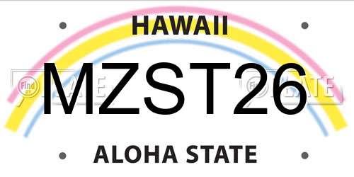 MZST26 Hawaii License Plate