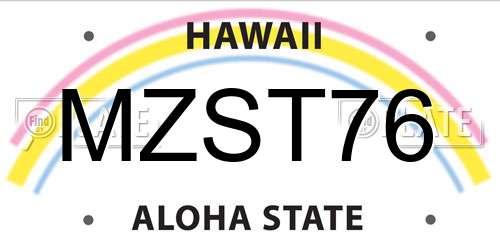 MZST76 Hawaii License Plate