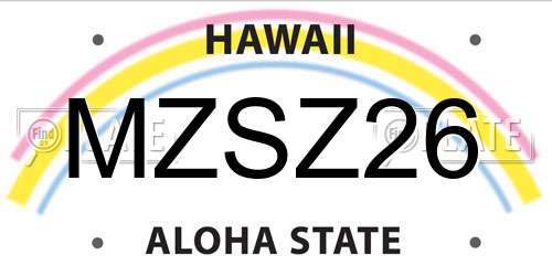 MZSZ26 Hawaii License Plate
