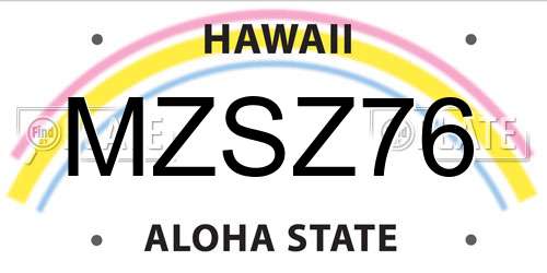 MZSZ76 Hawaii License Plate