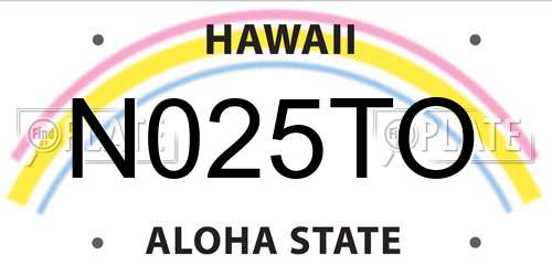 N025TO Hawaii License Plate