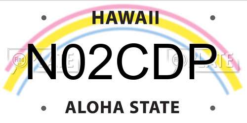 N02CDP Hawaii License Plate