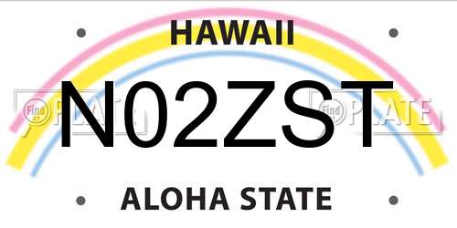 N02ZST Hawaii License Plate