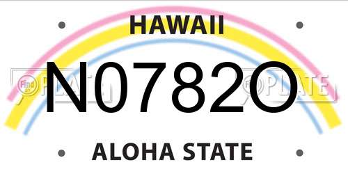 N0782O Hawaii License Plate