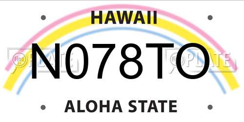 N078TO Hawaii License Plate