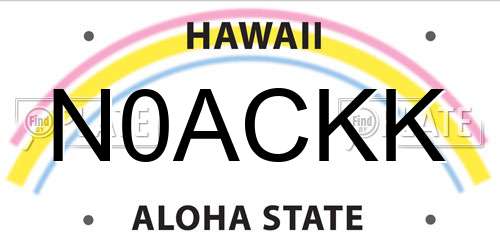 N0ACKK Hawaii License Plate
