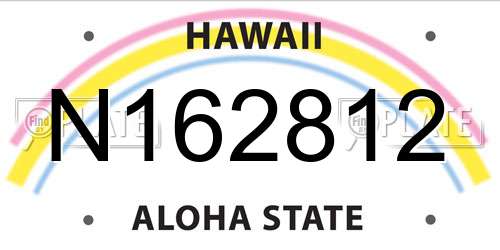 N162812 Hawaii License Plate
