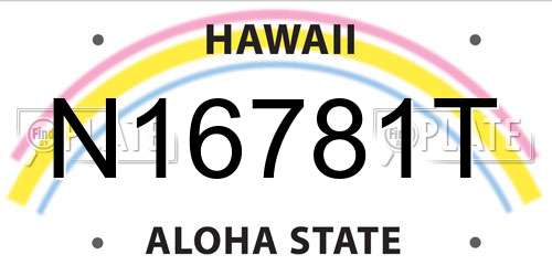 N16781T Hawaii License Plate