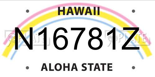 N16781Z Hawaii License Plate