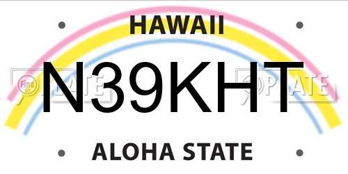 N39KHT Hawaii License Plate