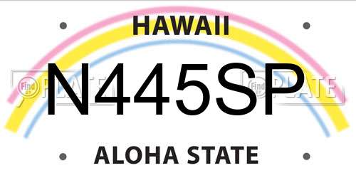N445SP Hawaii License Plate