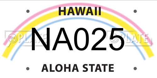 NA025 Hawaii License Plate