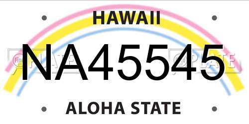 NA45545 Hawaii License Plate