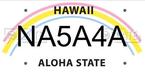 NA5A4A Hawaii License Plate