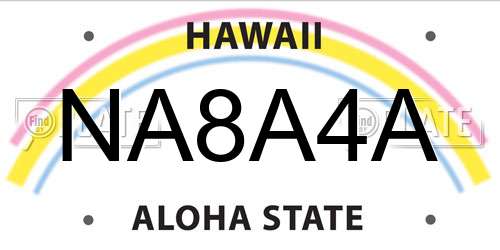 NA8A4A Hawaii License Plate