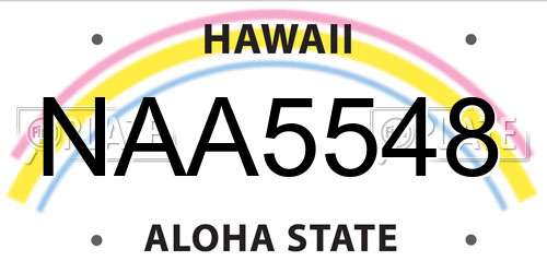 NAA5548 Hawaii License Plate