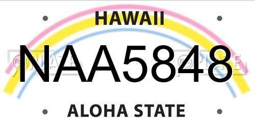 NAA5848 Hawaii License Plate