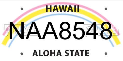 NAA8548 Hawaii License Plate