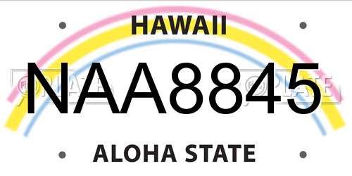 NAA8845 Hawaii License Plate
