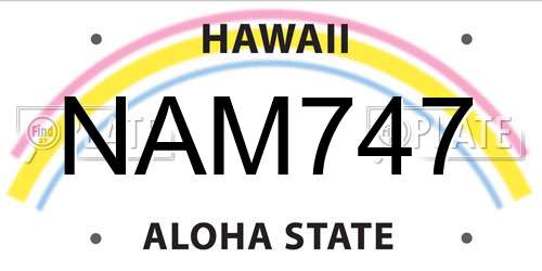 NAM747 Hawaii License Plate