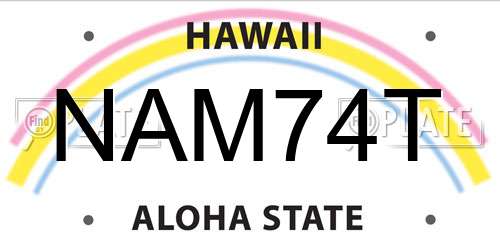 NAM74T Hawaii License Plate