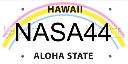NASA44 Hawaii License Plate