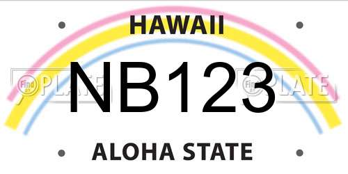 NB123 Hawaii License Plate