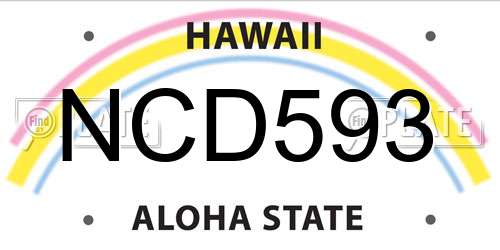 NCD593 Hawaii License Plate