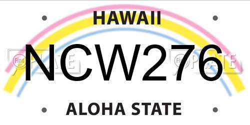 NCW276 Hawaii License Plate