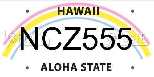 NCZ555 Hawaii License Plate