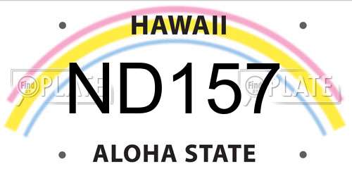 ND157 Hawaii License Plate
