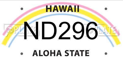 ND296 Hawaii License Plate