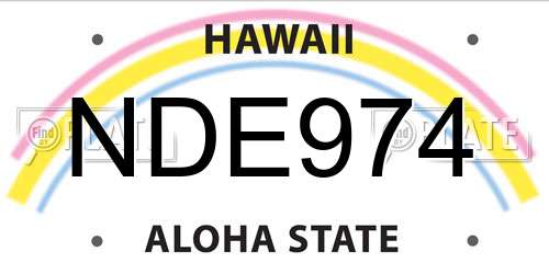 NDE974 Hawaii License Plate