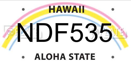 NDF535 Hawaii License Plate