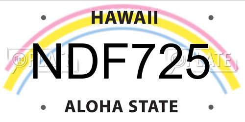 NDF725 Hawaii License Plate