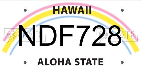 NDF728 Hawaii License Plate