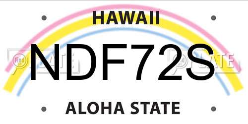 NDF72S Hawaii License Plate