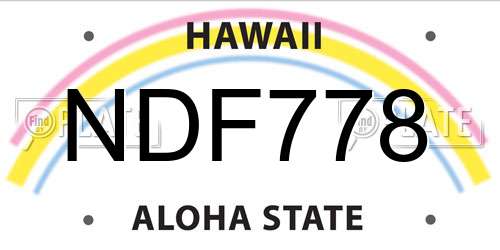 NDF778 Hawaii License Plate
