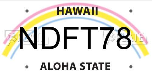 NDFT78 Hawaii License Plate