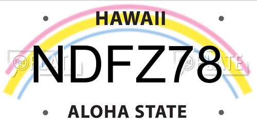 NDFZ78 Hawaii License Plate