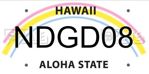 NDGD08 Hawaii License Plate