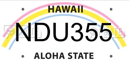 NDU355 Hawaii License Plate