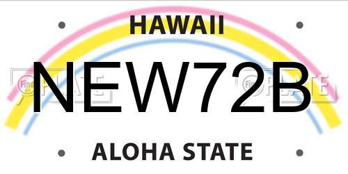 NEW72B Hawaii License Plate