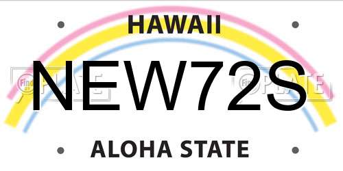 NEW72S Hawaii License Plate