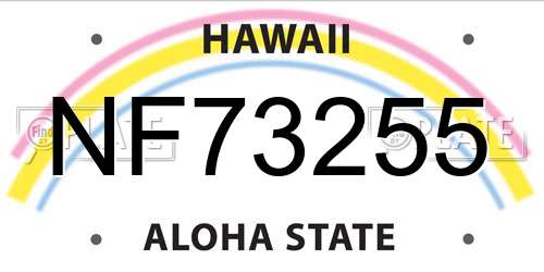 NF73255 Hawaii License Plate