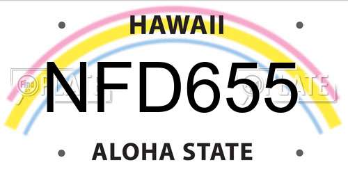 NFD655 Hawaii License Plate